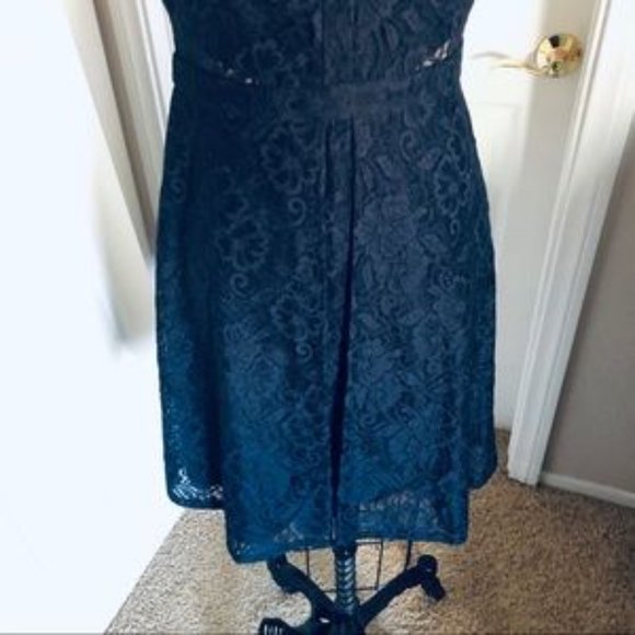 Calvin Klein Navy Blue Lace Floral cap sleeve dress size 4 - Picture 12 of 17
